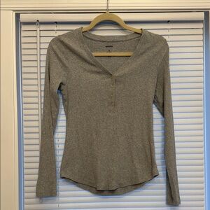 Sonoma Heather Gray Long Sleeve Henley Tee